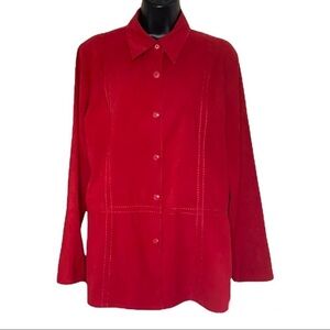Vintage 🧚‍♀️Tradition Hot Red Long Sleeve Button Up Shirt Blouse Size M
